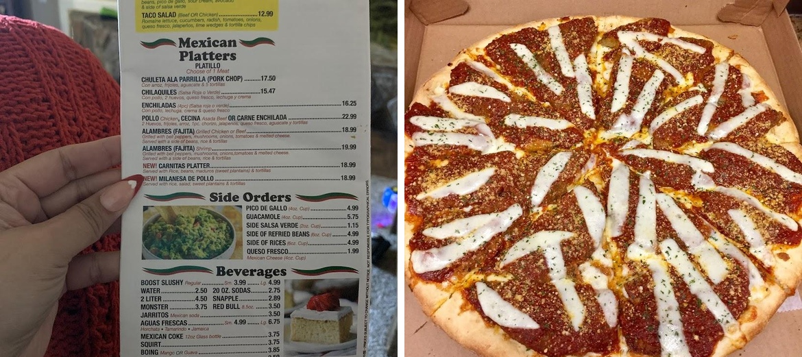 Crazy Cow Steak & Pizza Menu